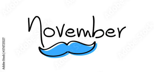 Slogan No shave or shaving moustache, mustache or beard men face. Men's Day. Awareness blue ribbon, medical symbol for psa prostate cancer month in november. Vector best quote signs