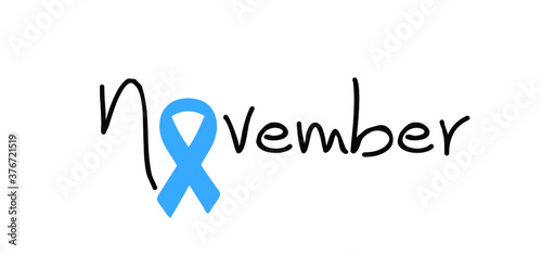 Slogan No shave or shaving moustache, mustache or beard men face. Men's Day. Awareness blue ribbon, medical symbol for psa prostate cancer month in november. Vector best quote signs