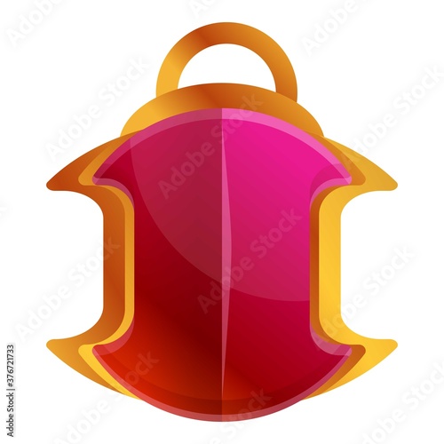 Gold ruby amulet icon. Cartoon of gold ruby amulet vector icon for web design isolated on white background