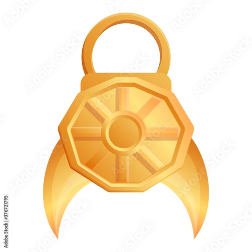 Gold amulet icon. Cartoon of gold amulet vector icon for web design isolated on white background