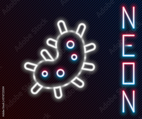 Glowing neon line Virus icon isolated on black background. Corona virus 2019-nCoV. Bacteria and germs, cell cancer, microbe, fungi. Colorful outline concept. Vector Illustration.