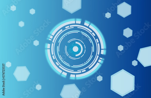 Abstract technology digital space background Hi-tech information communication cyber tech concept innovation circle shape on a blue background. Design vector illustration