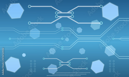 The abstract digital high tech technology circuit board on blue background, Vector illustration science background.