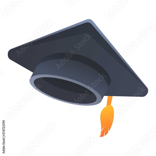 Academy graduation hat icon. Cartoon of academy graduation hat vector icon for web design isolated on white background