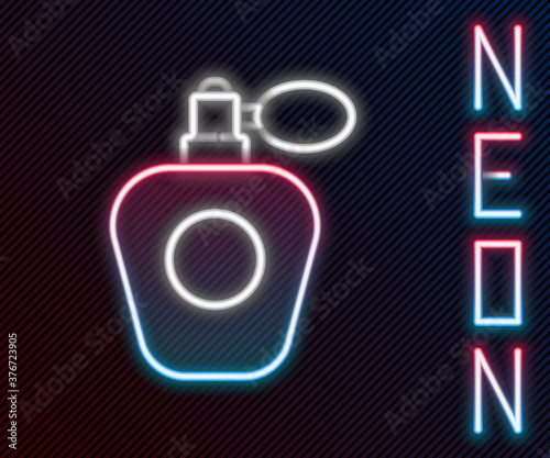 Glowing neon line Perfume icon isolated on black background. Colorful outline concept. Vector Illustration.