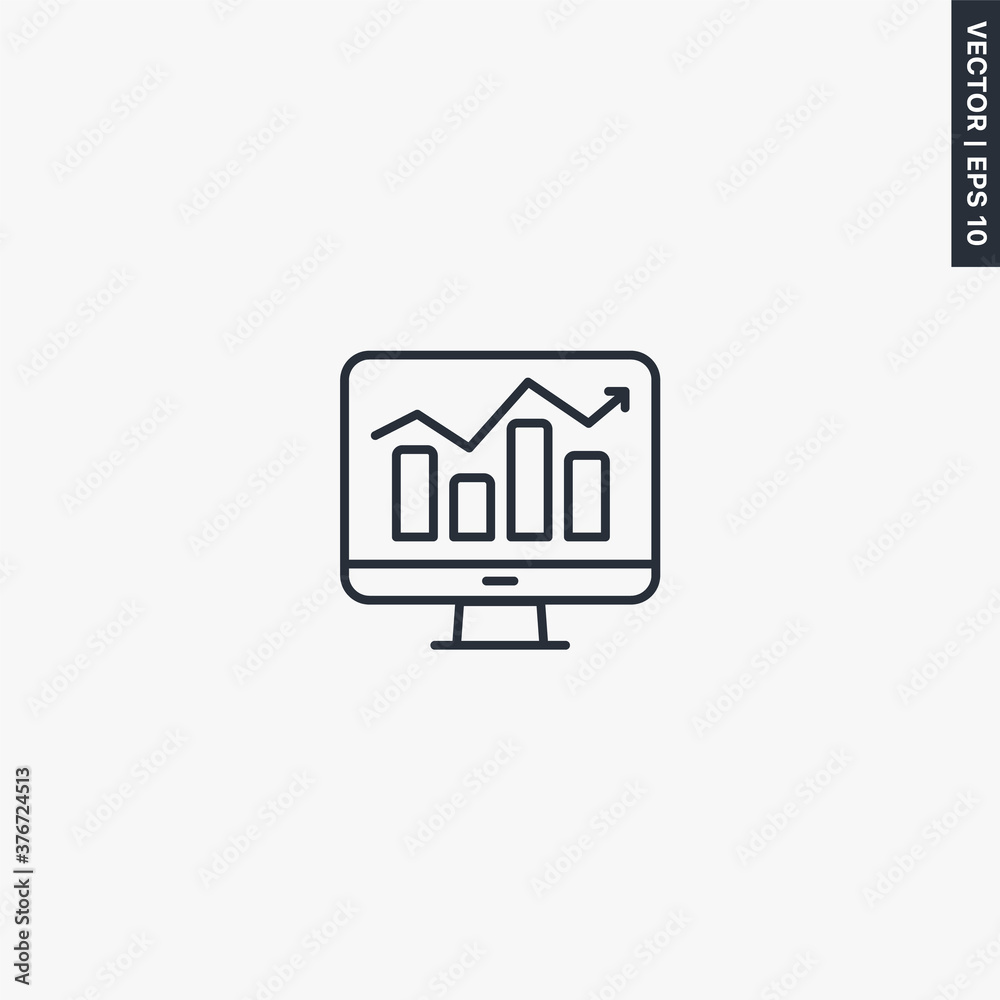 Online statistics, linear style sign for mobile concept and web design