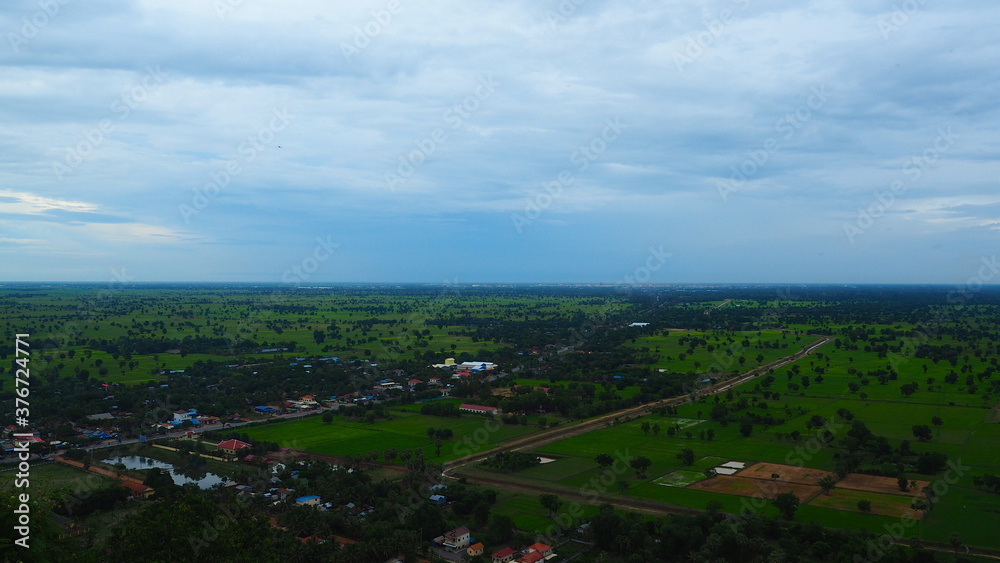 Cambodia Battambang-July 28, 2016: Natural scenery in Battambang Cambodia. Photo taken on bamboo train, Phnom Sampoy mountain, in the killing cave, monastery, Stupain and bat cave. Cambodia Battambang-July 28, 2016: Natural scenery in Battambang Cambodia. Photo taken on bamboo train, Phnom Sampoy mountain, in the killing cave, monastery, Stupain and bat cave.