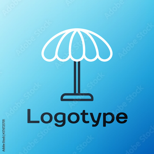 Line Sun protective umbrella for beach icon isolated on blue background. Large parasol for outdoor space. Beach umbrella. Colorful outline concept. Vector Illustration.