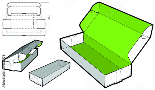 Thin cardboard box for sending mail. Highly recommended for technological and electronic products. Ease of assembly, no need for glue (Internal measurement 20x7x3 cm) and Die-cut Pattern