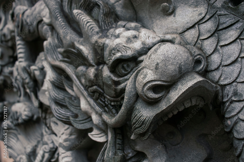Chinese dragon on stone wall Chinese dragon on stone wall