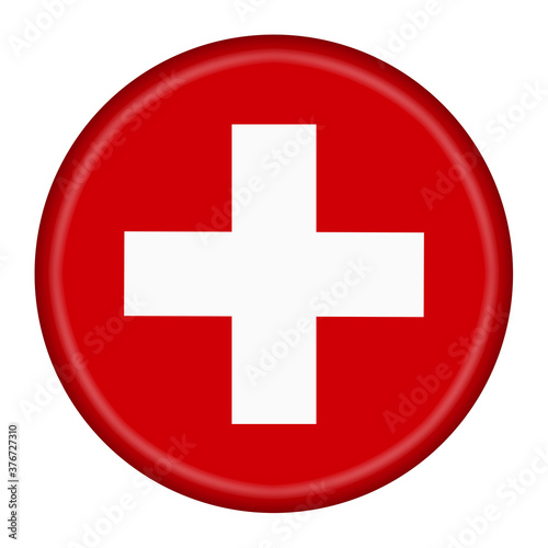 Switzerland flag button 3d illustration with clipping path