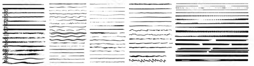 Set of lines, hand drawn dividers, doodle underlines. Vintage doodle underlines. Cartoon pattern element. Grunge frame set. Hand drawn grunge strokes. Vector illustration