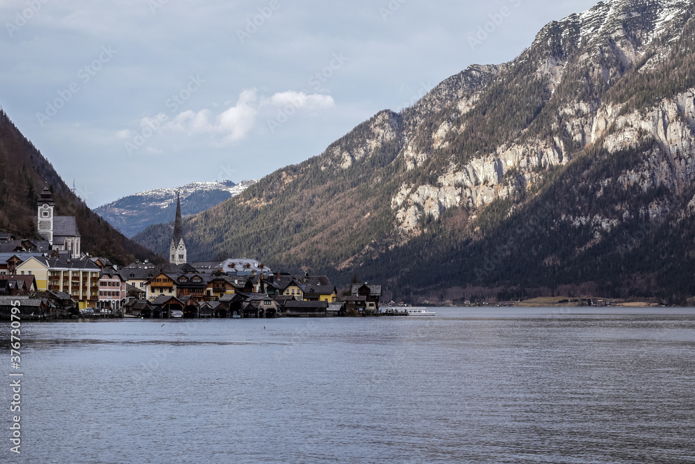 View of Hallstatt Lake and Village, Austria