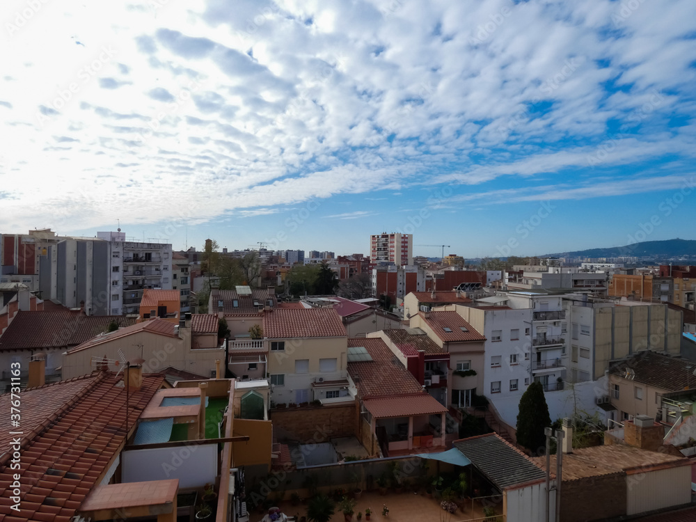 Fototapeta premium Houses and buildings of a working neighborhood