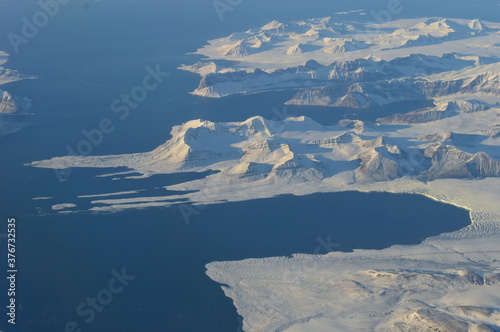 Arctic Svalbard (Spitsbergen) close to the North Pole seen from above 