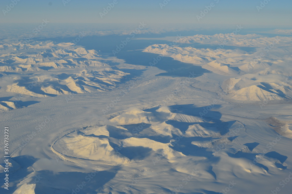 Fototapeta premium Arctic Svalbard (Spitsbergen) close to the North Pole seen from above
