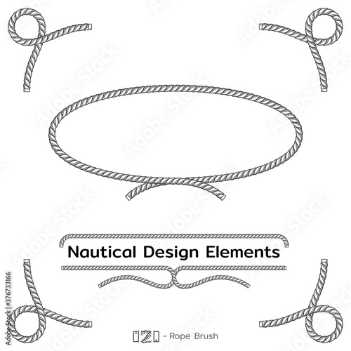 Rope design elements. Frame for text of marine theme. Template for nautical design. Sea speech bubble. Vector