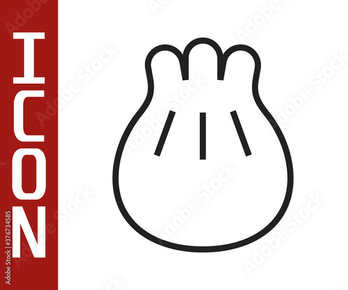 Black line Khinkali on cutting board icon isolated on white background. Traditional georgian dumpling. Vector Illustration.