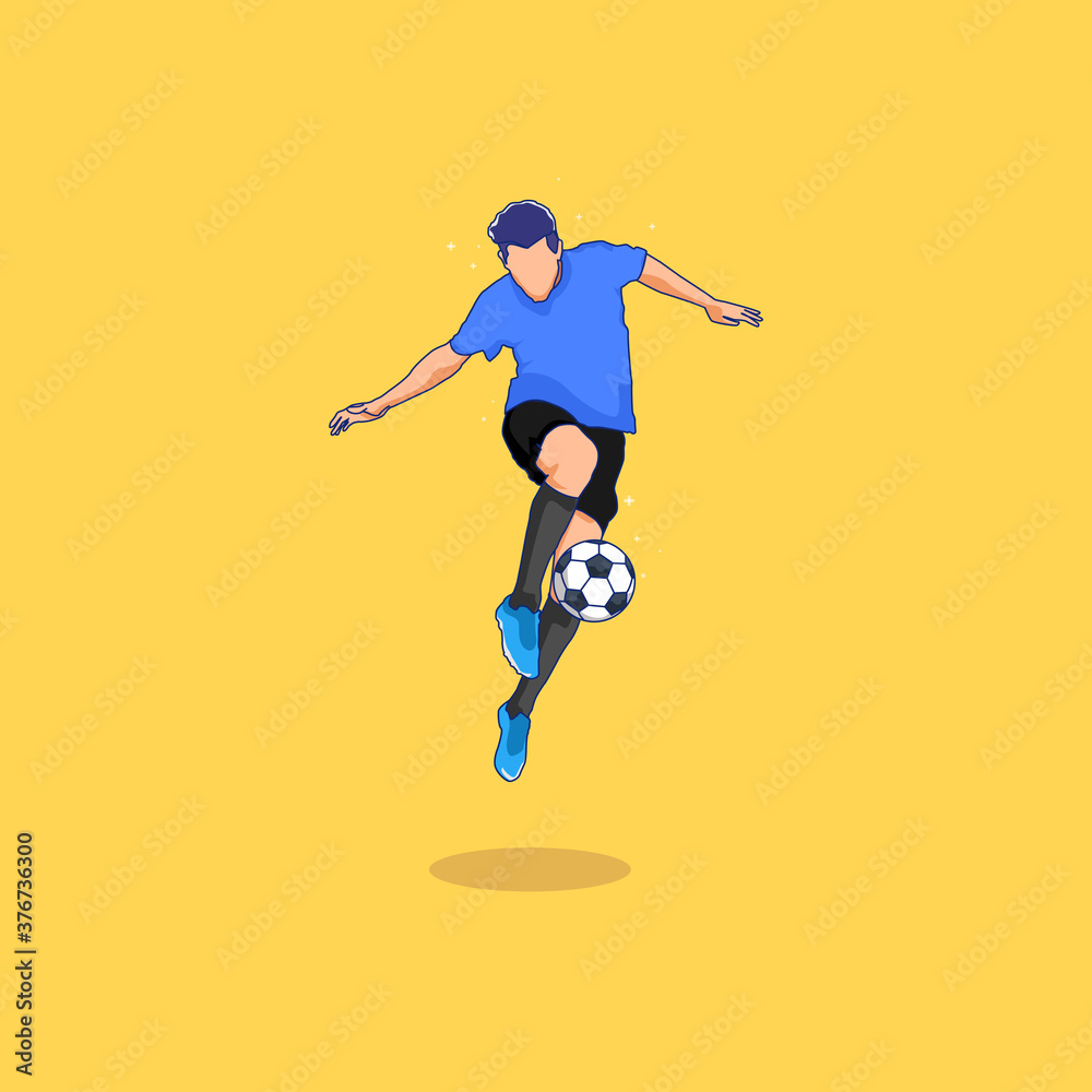 Fototapeta premium Soccer player kicking ball Vector illustration