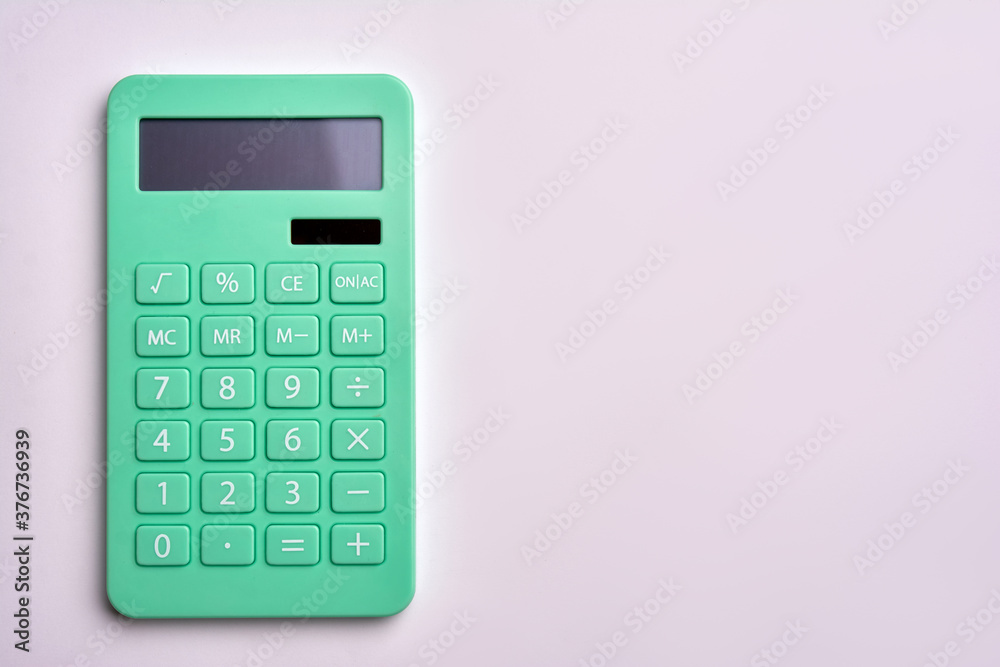 Green Calculator isolated on white background. modern calculator Green Calculator isolated on white background. modern calculator