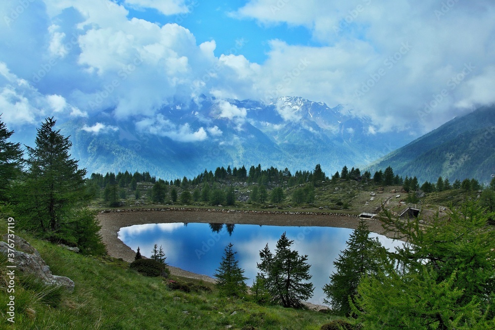Italy-view of the lake at the foot of Val Pejo