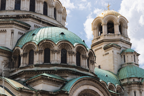 SOFIA, BULGARIA - MAY 3 2019: Close up details of St. Alexander Nevsky Cathedral in Sofia, Bulgaria photo