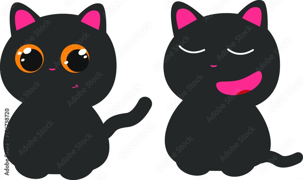 Cat. Black cat smiles and looks cute