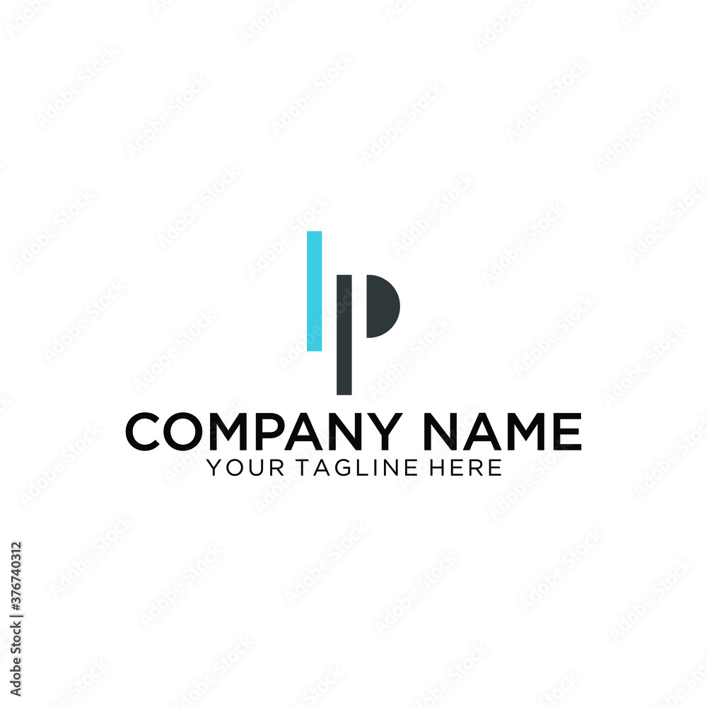LP logo design template vector illustration minimal design