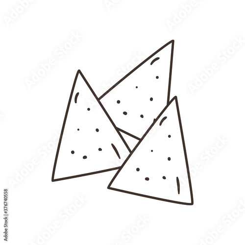 mexican nachos free form line style icon vector design