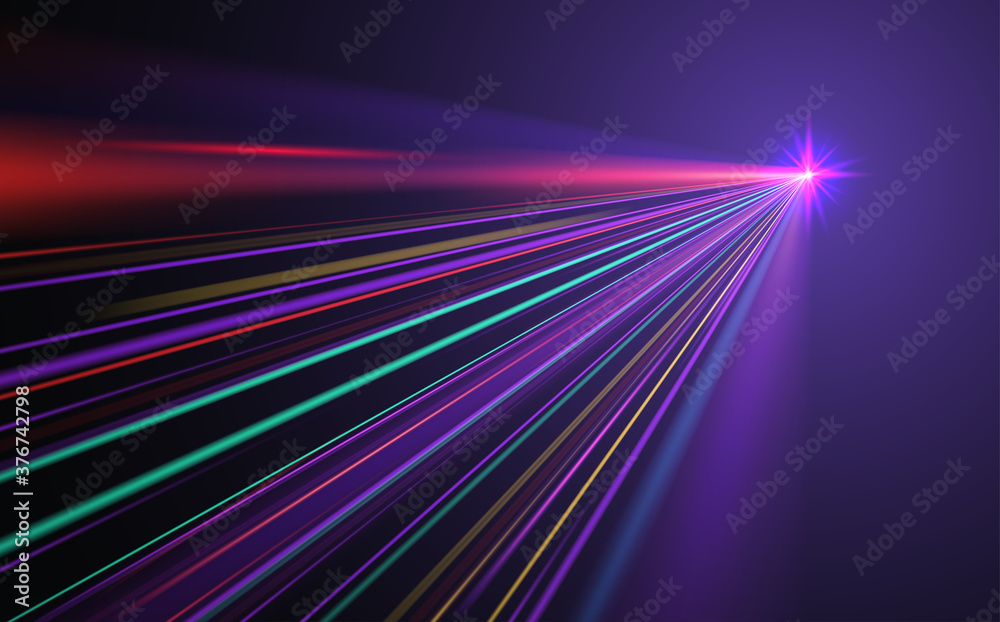 Abstract neon light rays background