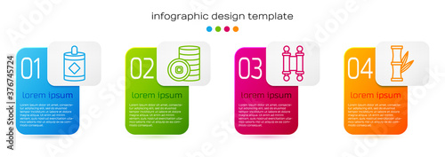 Set line Firework, Chinese Yuan currency, Decree, paper, parchment, scroll and Bamboo. Business infographic template. Vector illustration