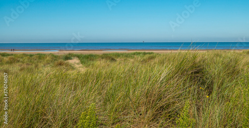 Fototapeta Naklejka Na Ścianę i Meble -  View of sand dunes and beach at Ainsdale, Merseyside. August 2020