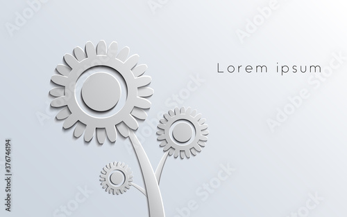 Vector image flower from gear wheels, abstract technological background
