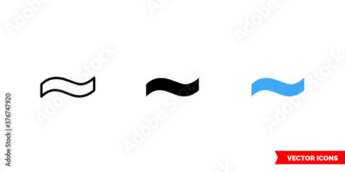 Dash, tilde symbol icon of 3 types color, black and white, outline. Isolated vector sign symbol.