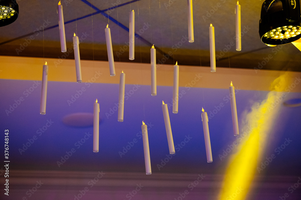 Obraz premium Flying burning candles for halloween