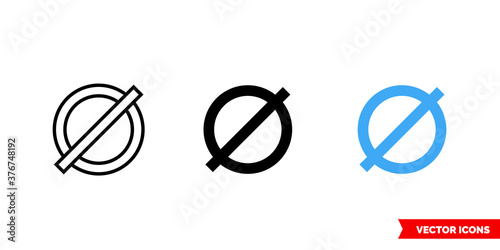 Diameter symbol icon of 3 types color, black and white, outline. Isolated vector sign symbol.