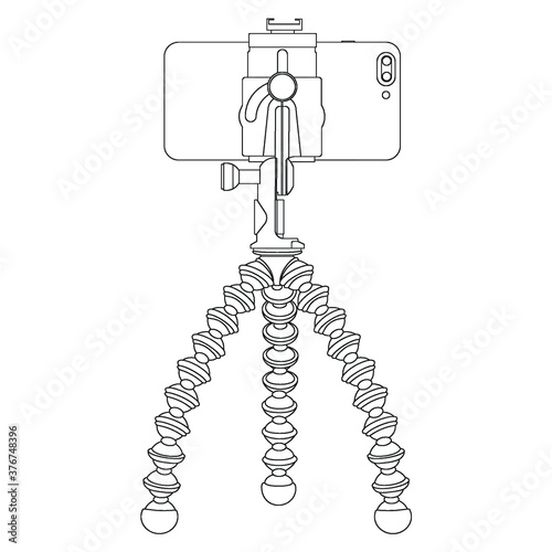 contour. smartphone with a dual camera on a movable tripod
