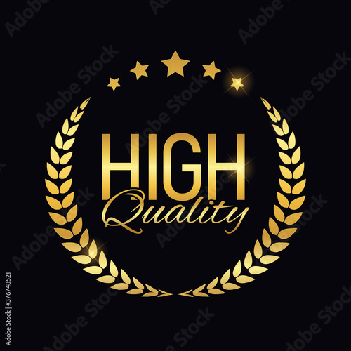 High Quality Golden Label Sign. Vector Illustration