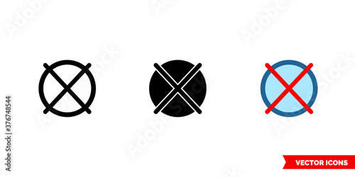 Do not dryclean icon of 3 types color, black and white, outline. Isolated vector sign symbol.