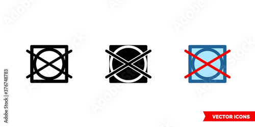 Do not tumble dry icon of 3 types color, black and white, outline. Isolated vector sign symbol.
