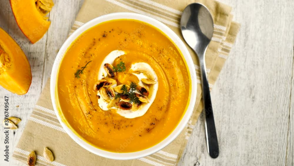 pumpkin soup with fresh cream pumpkin soup with fresh cream