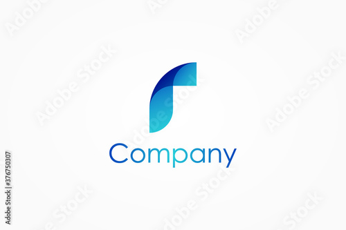 Abstract Initial Letter R Logo. Blue Overlapping Shape Lowercase Origami Style isolated on White Background. Usable for Business and Branding Logos. Flat Vector Logo Design Template Element.