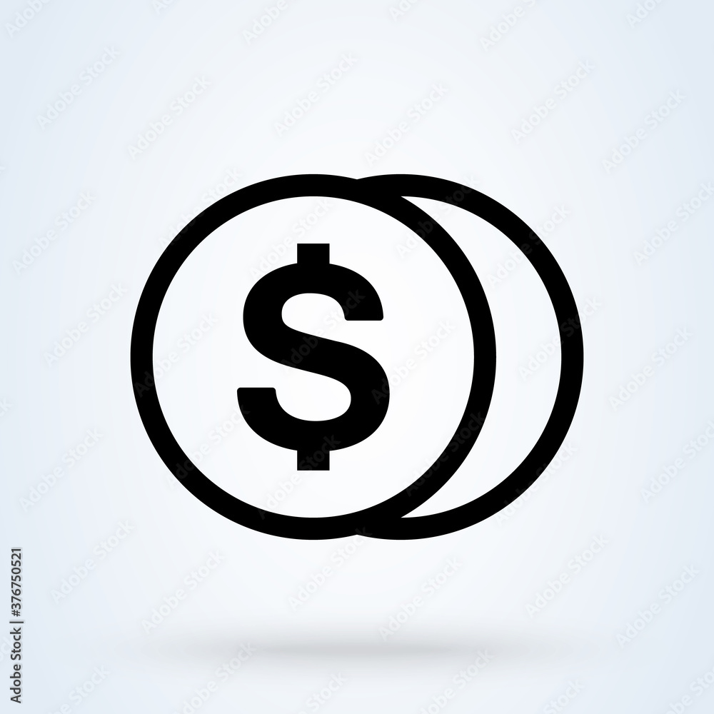 Money or dollar, payment sign icon or logo. Coin with dollar concept. Cash and money vector illustration. Money or dollar, payment sign icon or logo. Coin with dollar concept. Cash and money vector illustration.
