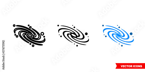 Galaxy icon of 3 types color  black and white  outline. Isolated vector sign symbol.