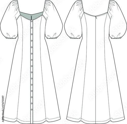 Dress fashion. Vector sketch template