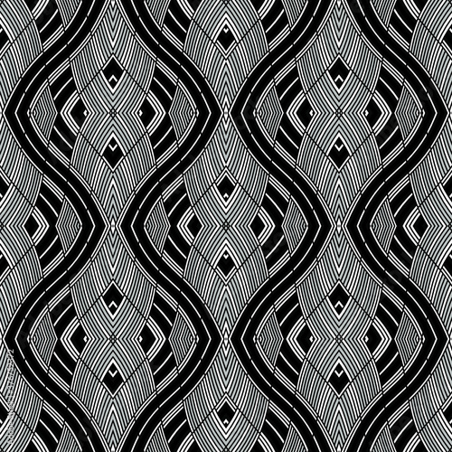 Seamless pattern with twist oblique silver gray bands