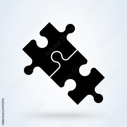 Puzzle pieces and problem solving icon or logo. puzzle game fully editable concept. puzzles and solutions, compatibility vector illustration.