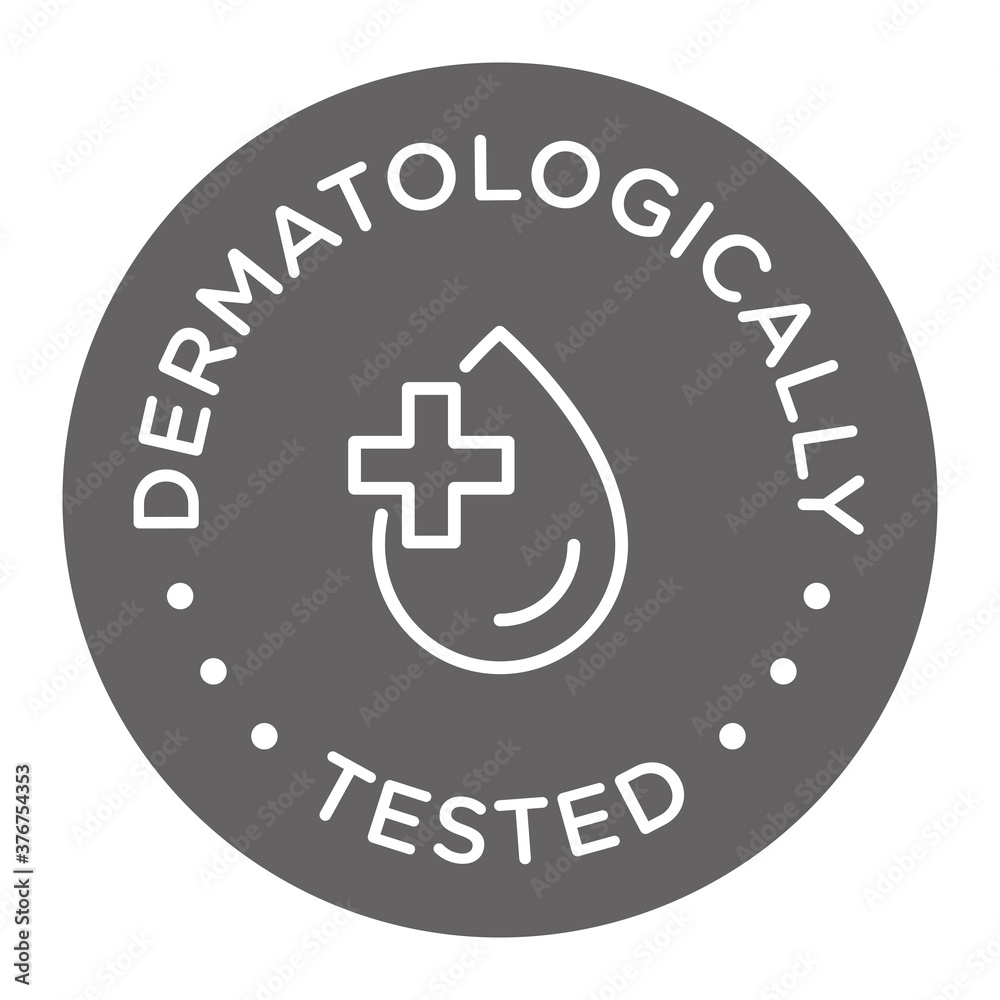 Dermatologically tested round isolated product vector icon logo Dermatologically tested round isolated product vector icon logo