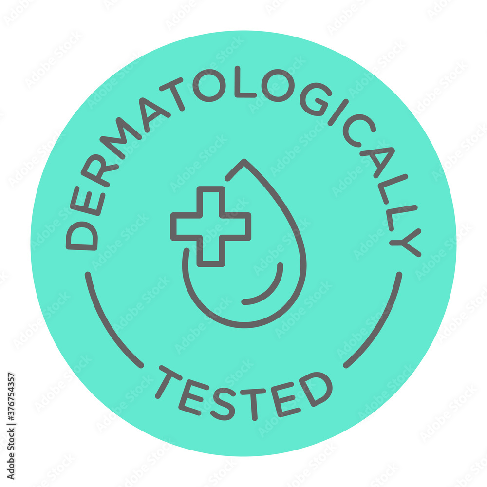 Dermatologically tested round isolated product vector icon logo Dermatologically tested round isolated product vector icon logo