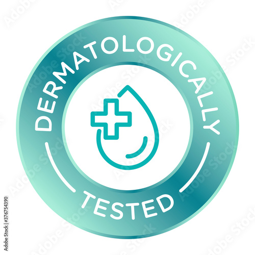 Dermatologically tested round isolated product vector icon logo